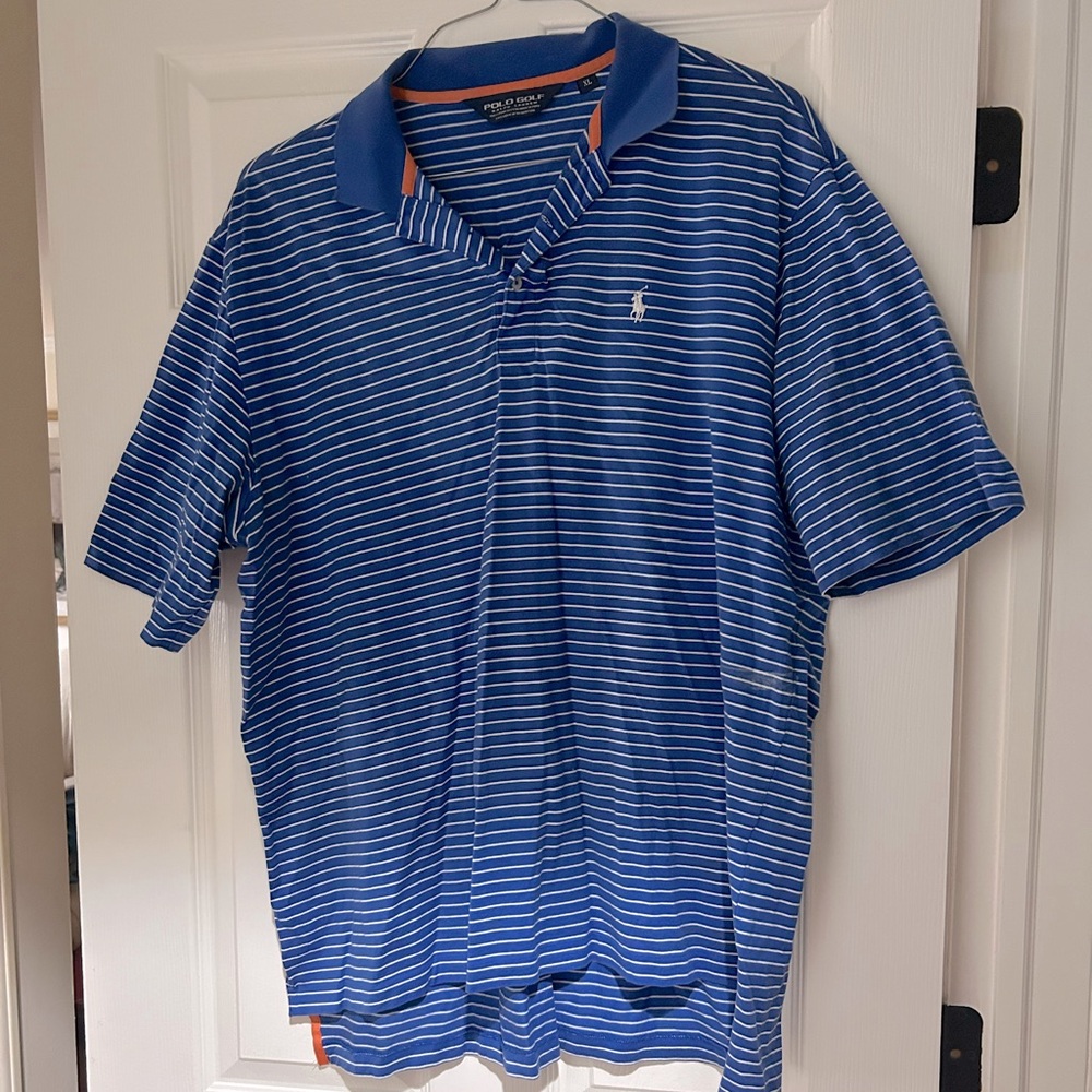Polo Golf Blue and White Striped Shirt